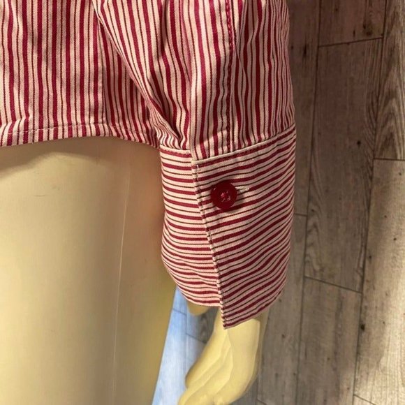 Talbots Red and White striped button down women's blouse Size 12 - Picture 6 of 11